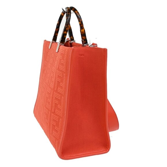 FENDI Logo Zucca Pattern 2way Tote Shoulder Bag Canvas Leather Orange 650RF496 - Picture 8 of 14